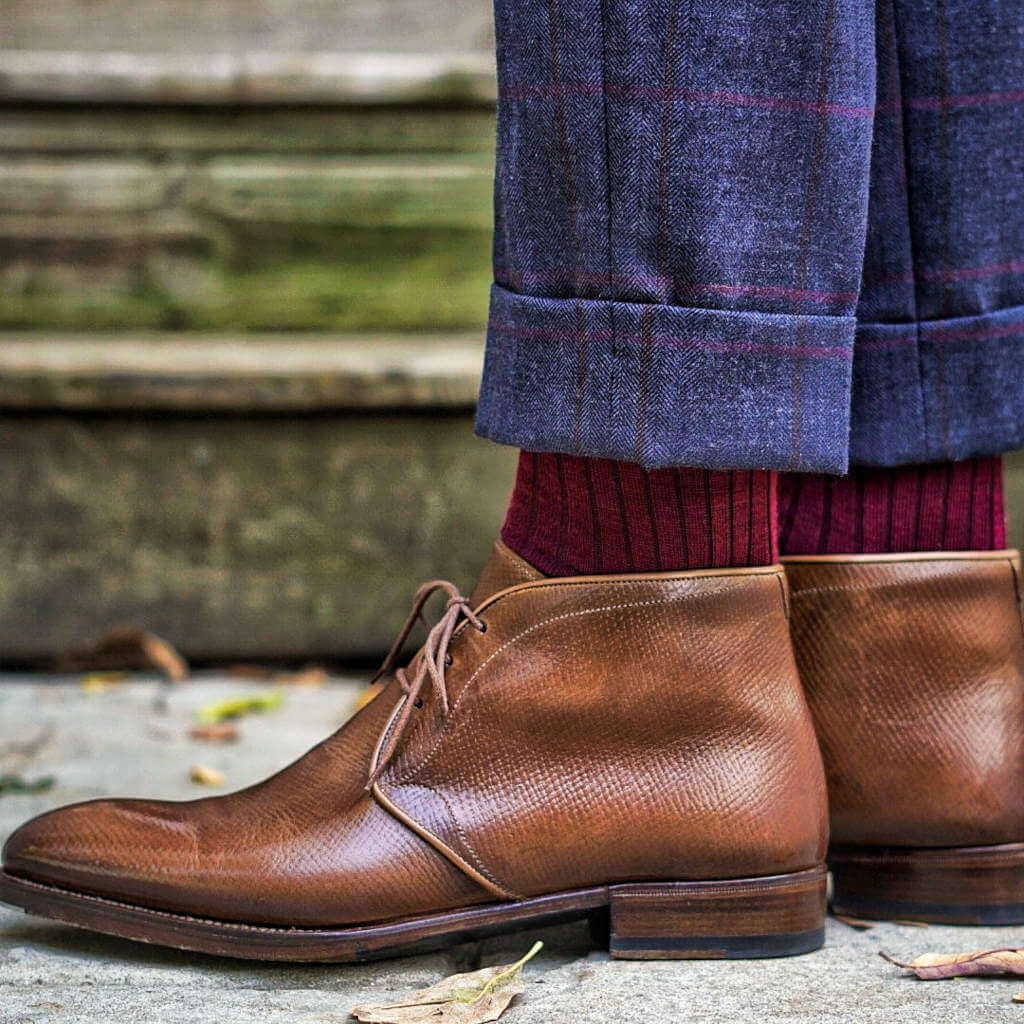 Boardroom Socks Merino Wool Mid-Calf Dress Socks Burgundy 1510