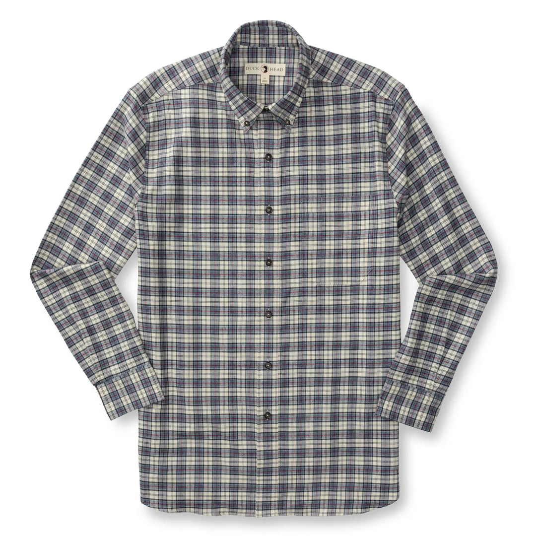 Duck Head Werth Plaid Cotton Flannel Sport Shirt Stone Blue Heather D11341