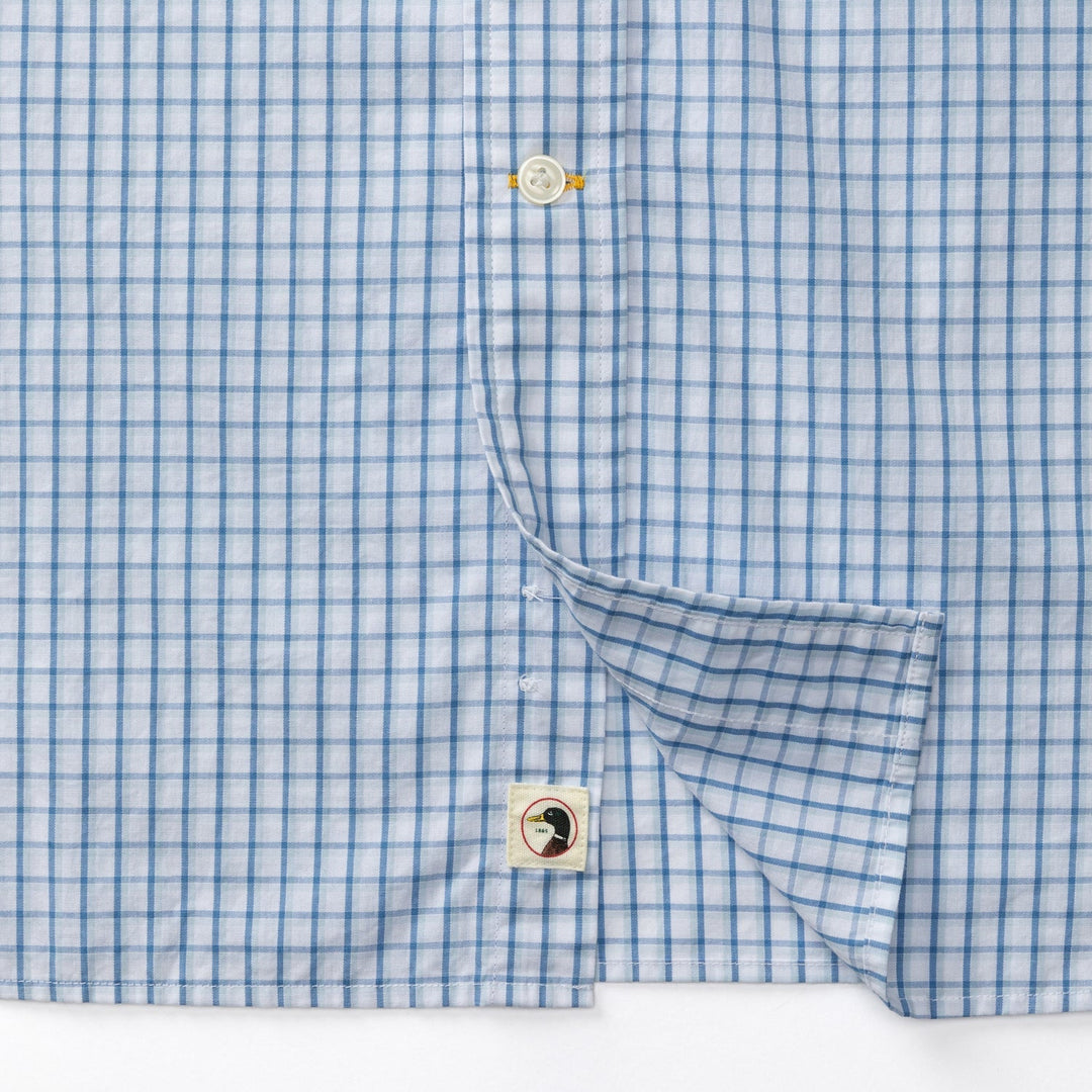 Duck Head Edgewood Plaid Cotton Poplin Sport Shirt Lake Blue D11386