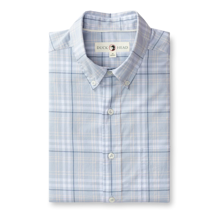 Duck Head Linville Plaid Cotton Twill Sport Shirt Light Blue D11390