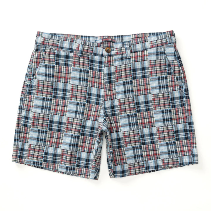 Duck Head 7” Madras Gold School Chino Short Navy D61026