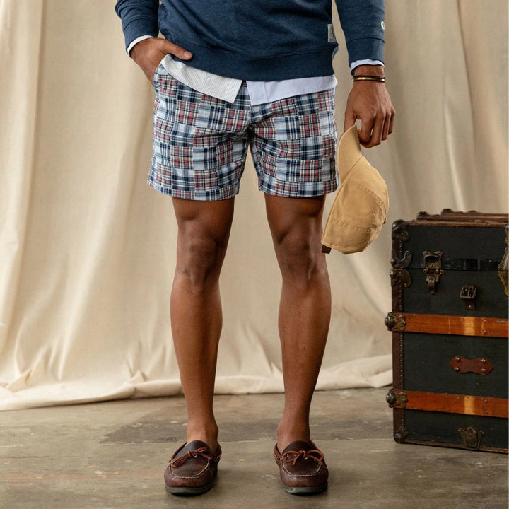 Duck Head 7” Madras Gold School Chino Short Navy D61026