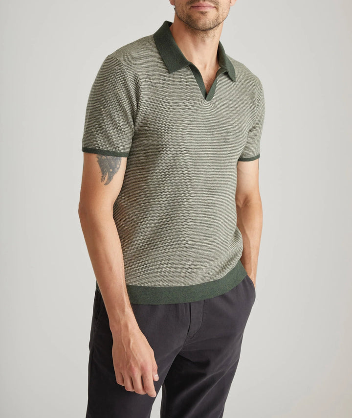 Marine Layer Liam Sweater Polo Olive/Driftwood 3230103071749