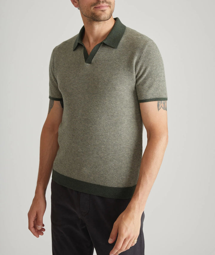 Marine Layer Liam Sweater Polo Olive/Driftwood 3230103071749