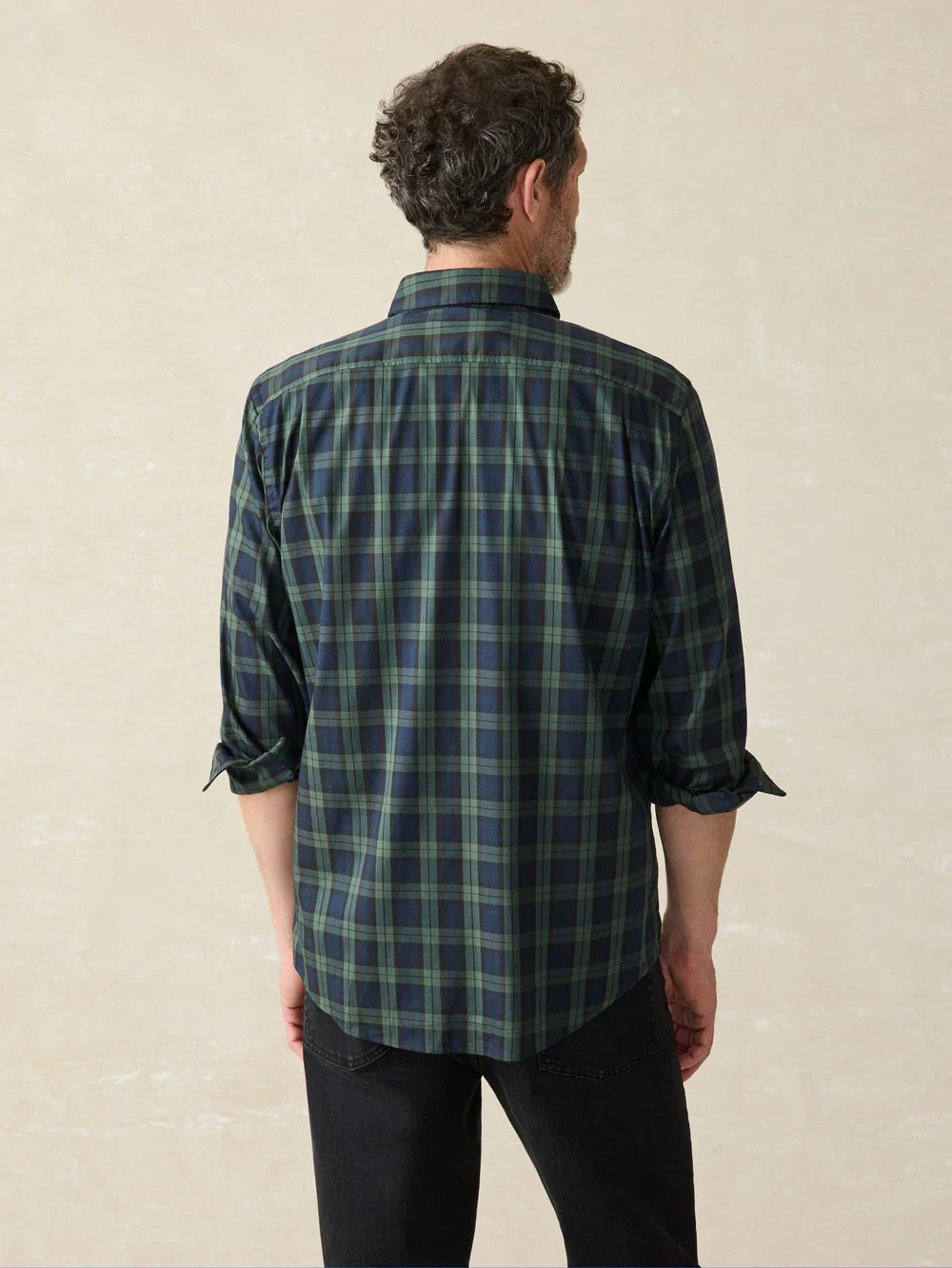 Faherty Movement Shirt Blackwatch Plaid MWC0082