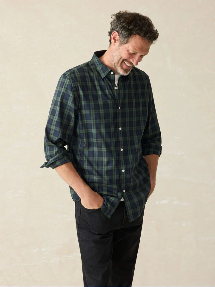 Faherty Movement Shirt Blackwatch Plaid MWC0082