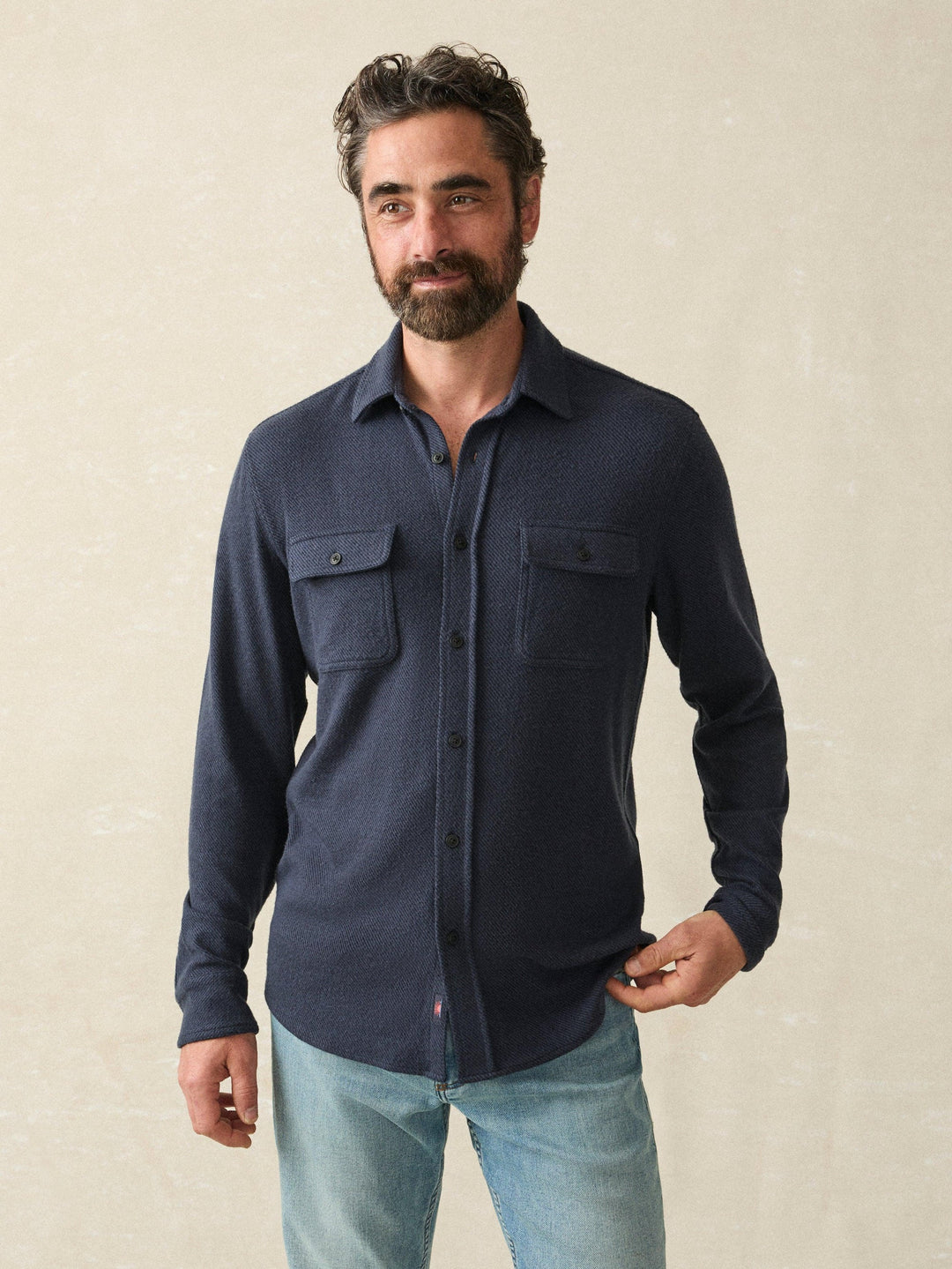 Faherty Brighton Navy Twill Legend Sweater Shirt Brighton Navy Twill MXC0002