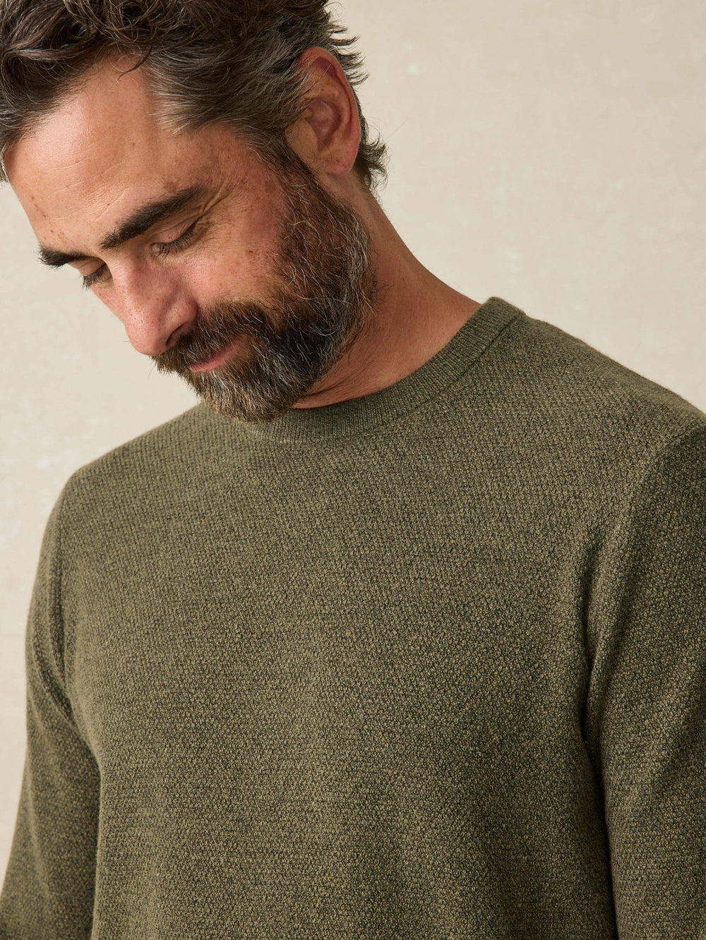 Faherty Jackson Crew Sweater Olive Heather MYF2420