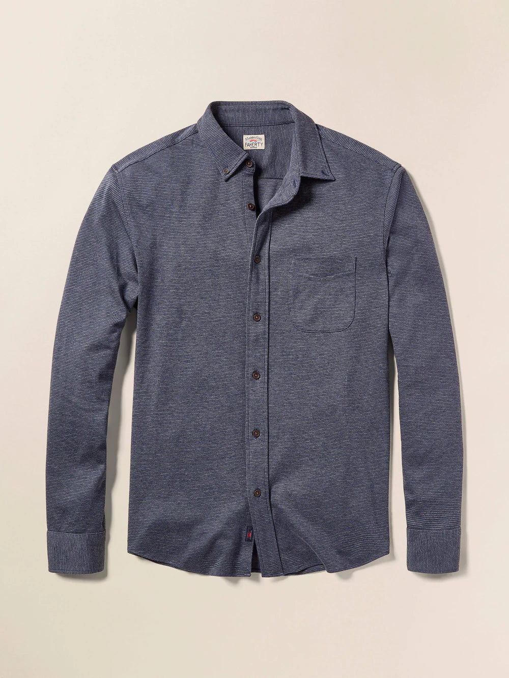 Faherty Coastline Knit Shirt Twilight Houndstooth MXF2400