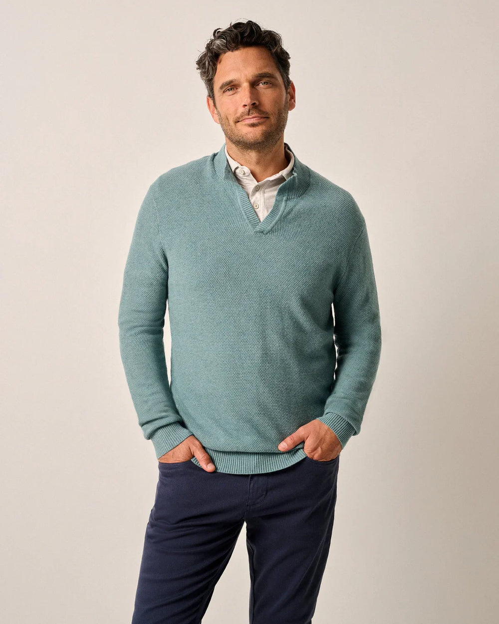 Johnnie-O Esteban Johnny Collar Sweater Baltic JMSW100030