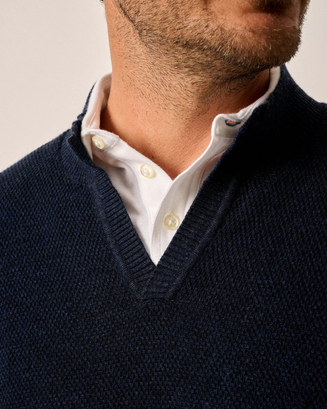 Johnnie-O Esteban Johnny Collar Sweater Navy JMSW100030