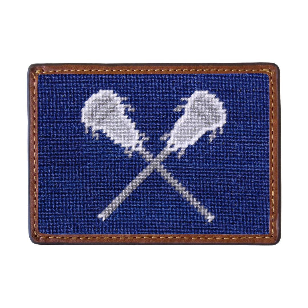 Smathers & Branson Crossed Lacrosse Sticks Needlepoint Credit Card Wallet