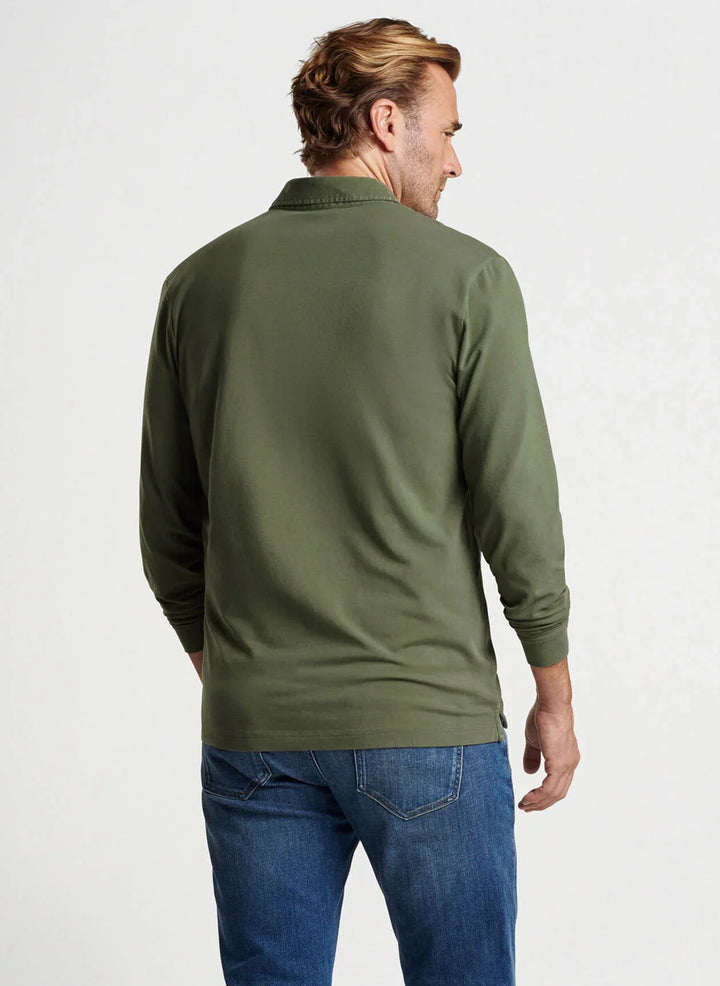 Peter Millar Lava Wash Long-Sleeve Polo Military MF24K21