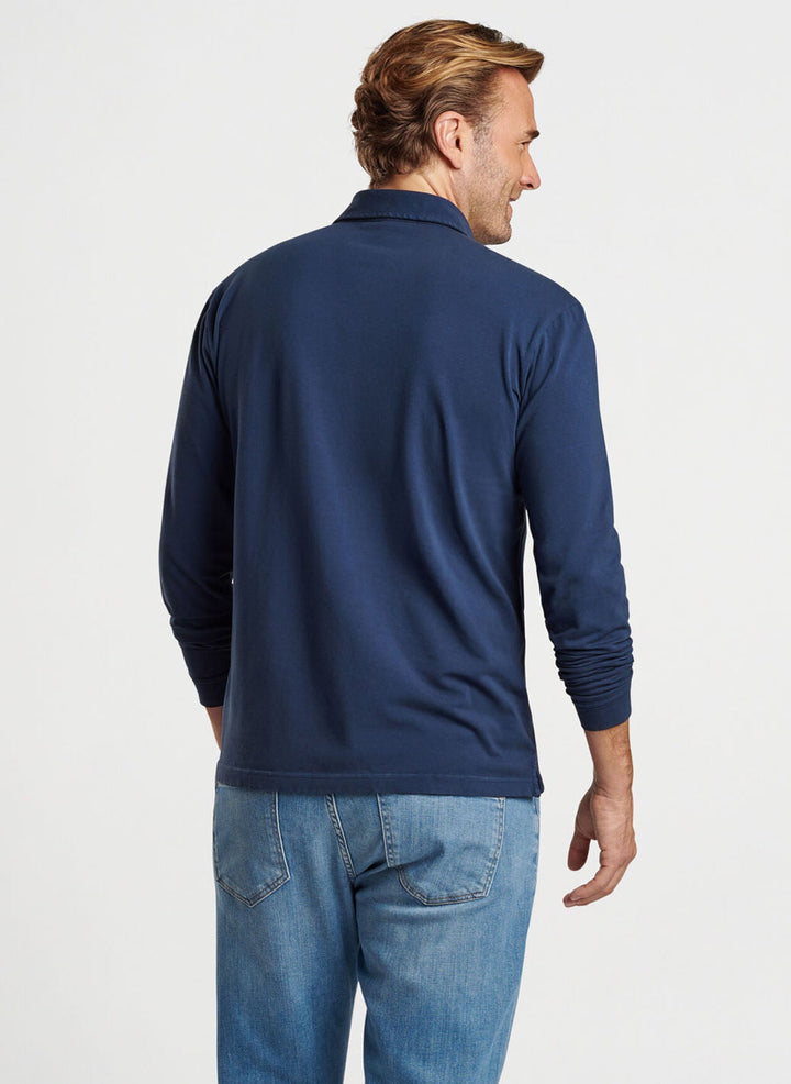 Peter Millar Lava Wash Long-Sleeve Polo Navy MF24K21