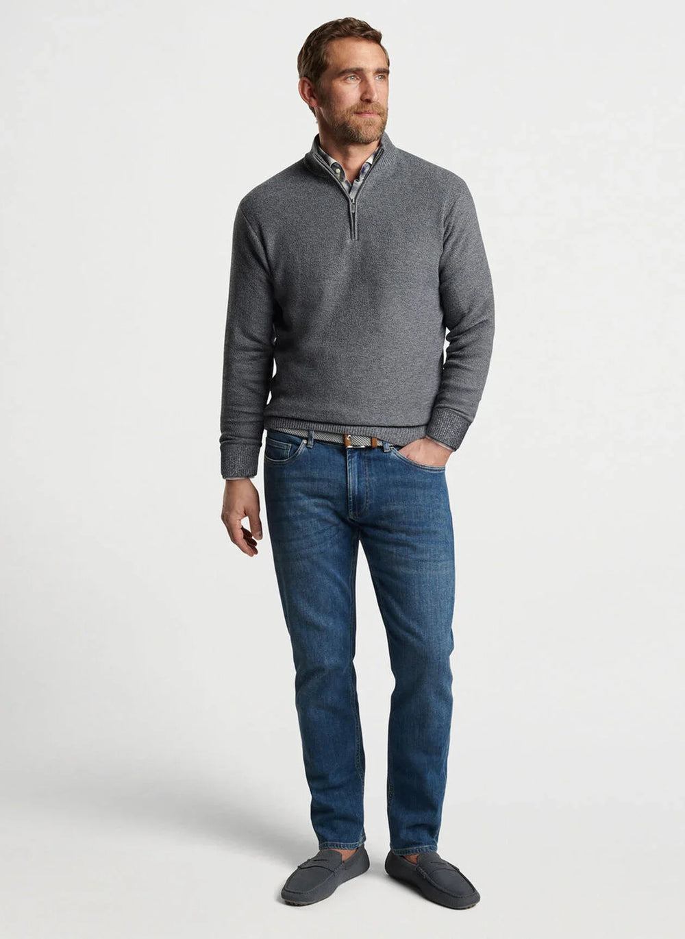 Peter Millar Nevis Twisted Quarter-Zip Iron MF24S31