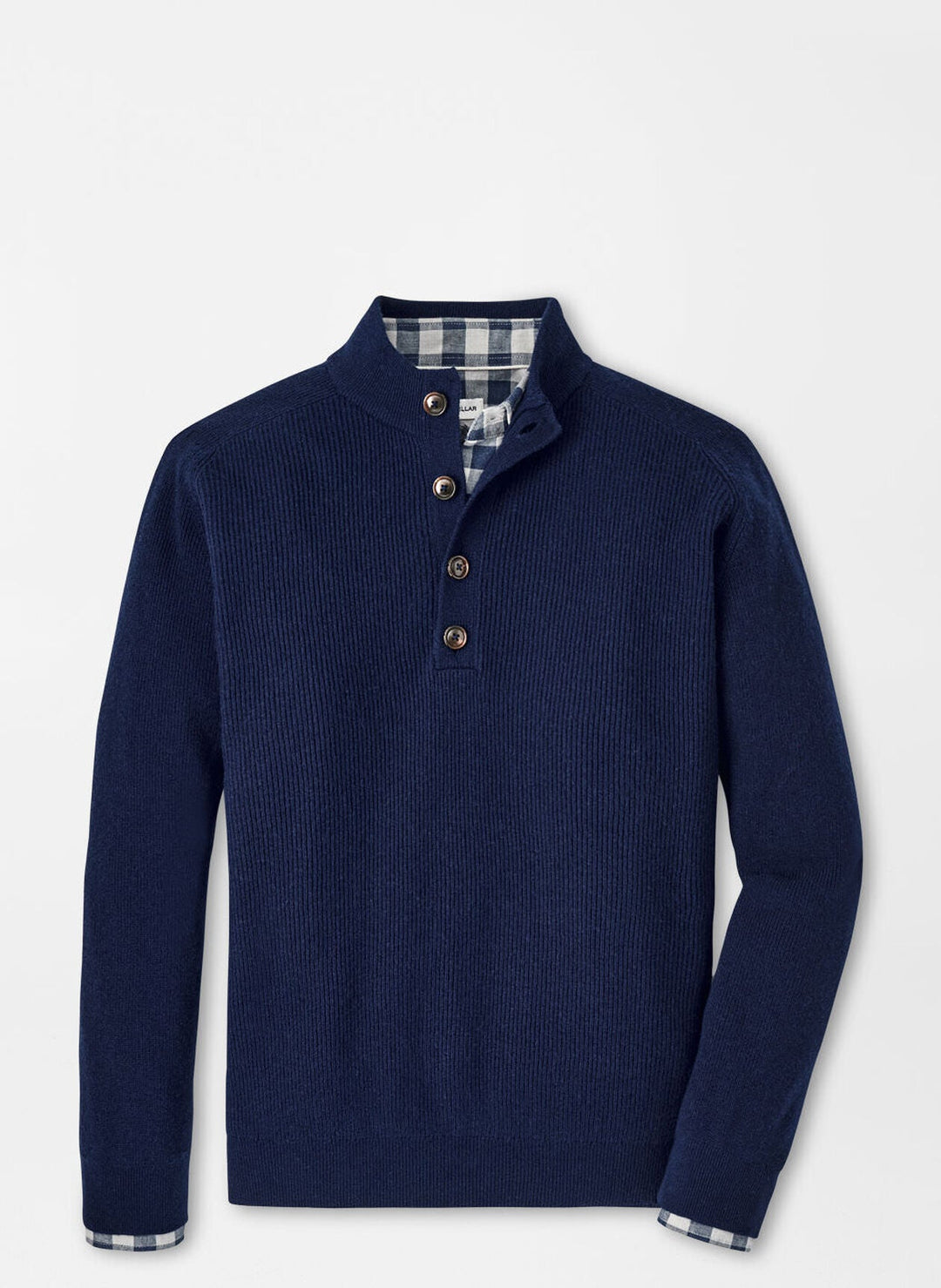 Peter Millar Ruxton Rib Button Mock Sweater Navy MF24S43