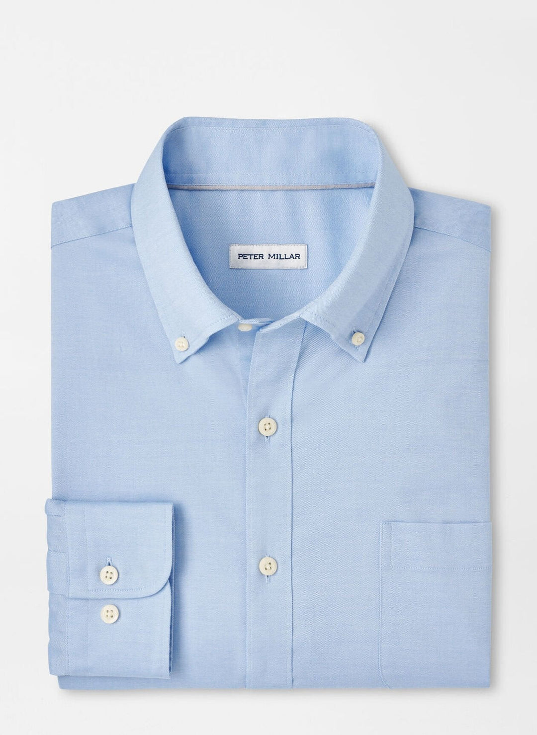 Peter Millar Campbell Perfect Pinpoint Cotton-Stretch Sport Shirt Cottage Blue MF24W00LTBZ