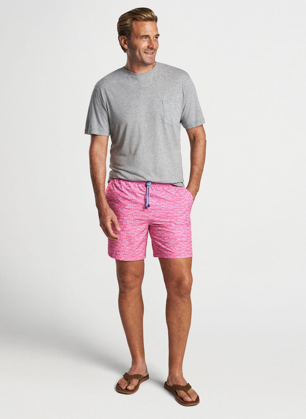 Peter Millar School Of Fish Swim Trunk Pink Ruby MS24P17