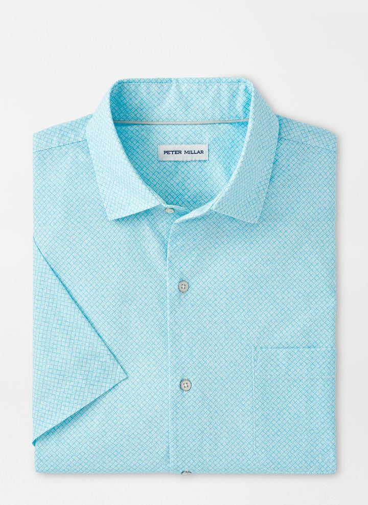 Peter Millar Piers Cotton-Stretch Sport Shirt Mint Blue MS24W74SUF