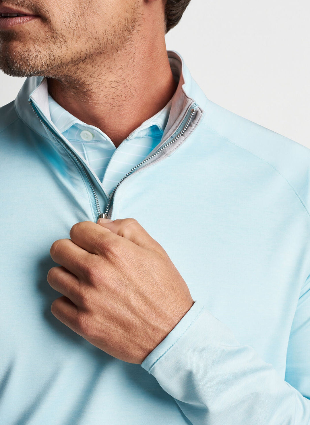 Peter Millar Stealth Performance Quarter-Zip Iced Aqua MS24XK60