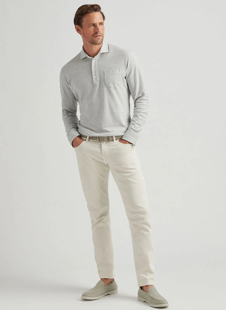 Peter Millar Croxley Long-Sleeve Polo Bristish Grey MS25XK33