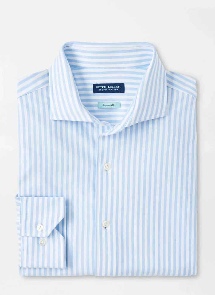 Peter Millar Excursionist Flex Stripe Sport Shirt Blue Frost MS25XW10LTX