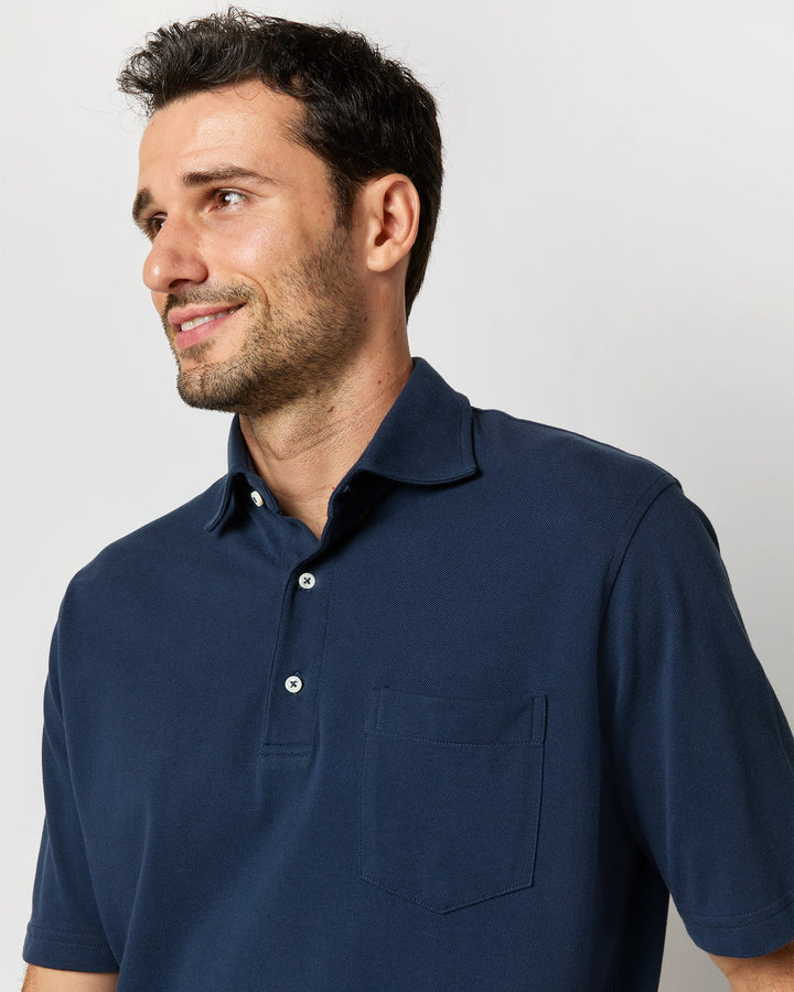 Sid Mashburn Short-Sleeved Polo Navy Pima Pique S33503