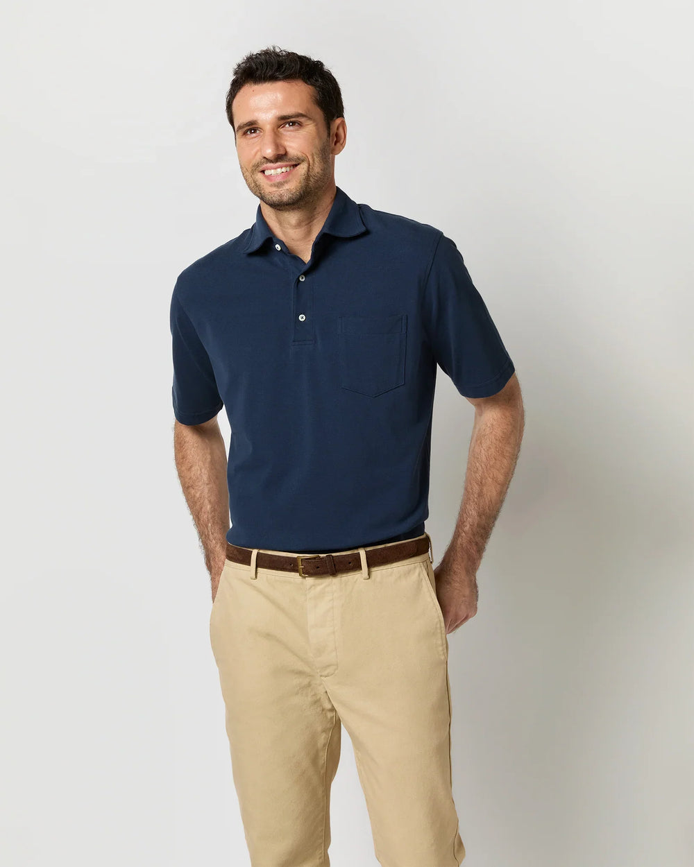 Sid Mashburn Short-Sleeved Polo Navy Pima Pique S33503