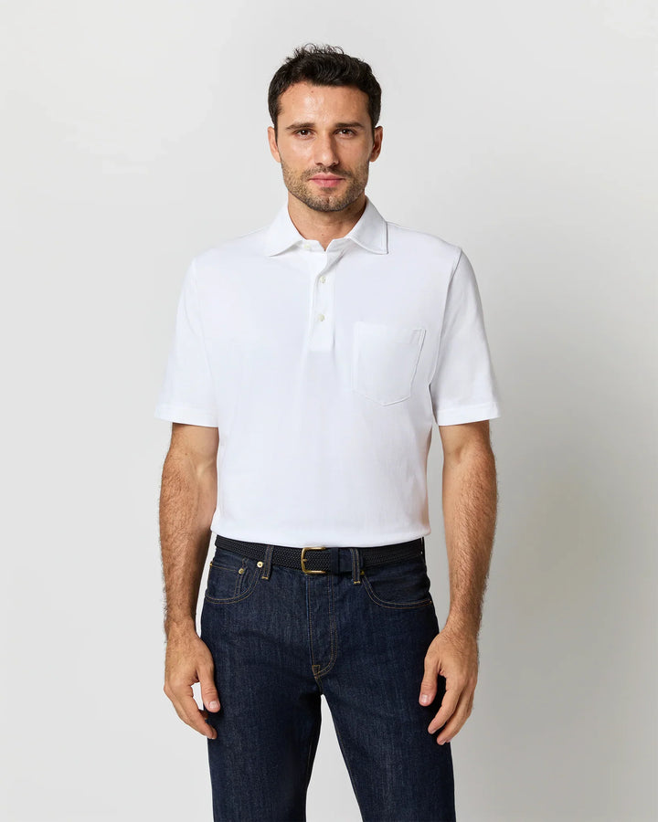 Sid Mashburn Short-Sleeved Polo White Pima Pique S33504