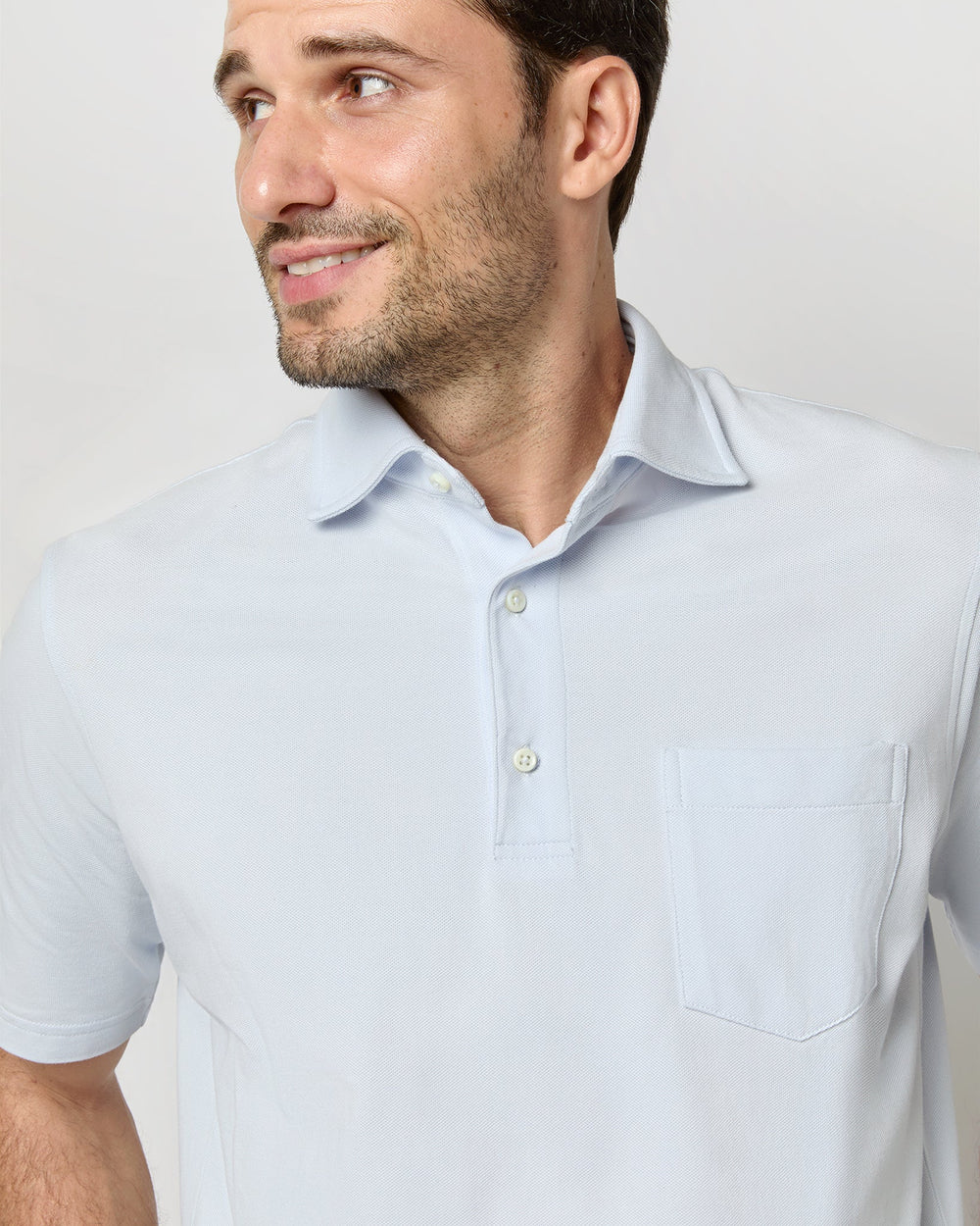 Sid Mashburn Short-Sleeved Polo Pale Blue Pima Pique S33505