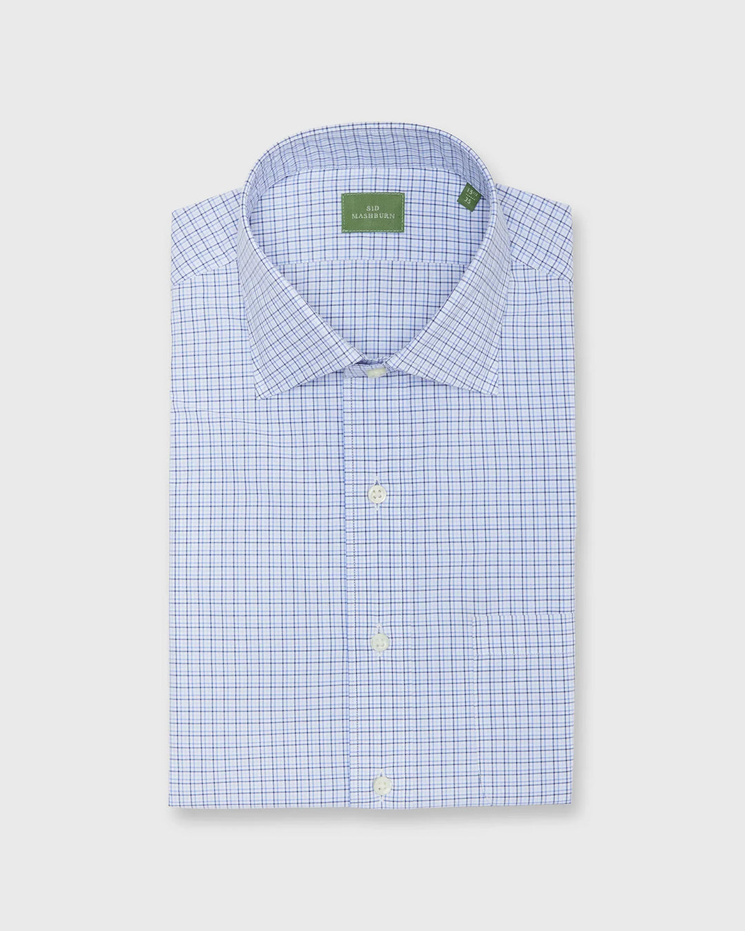 Sid Mashburn Spread Collar Dress Shirt Blue Multi Tattersall Poplin S74289