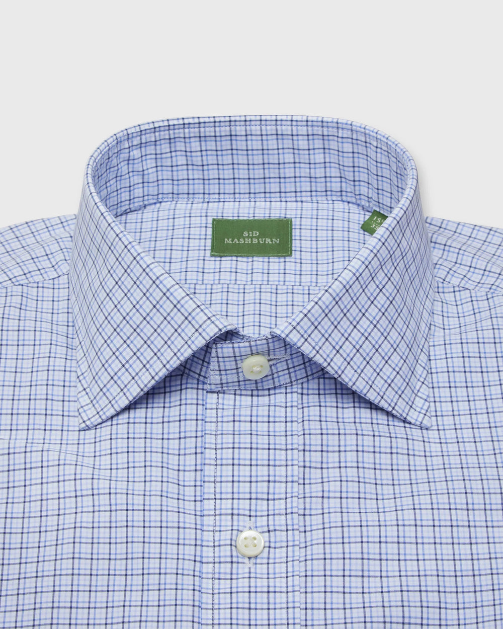 Sid Mashburn Spread Collar Dress Shirt Blue Multi Tattersall Poplin S74289