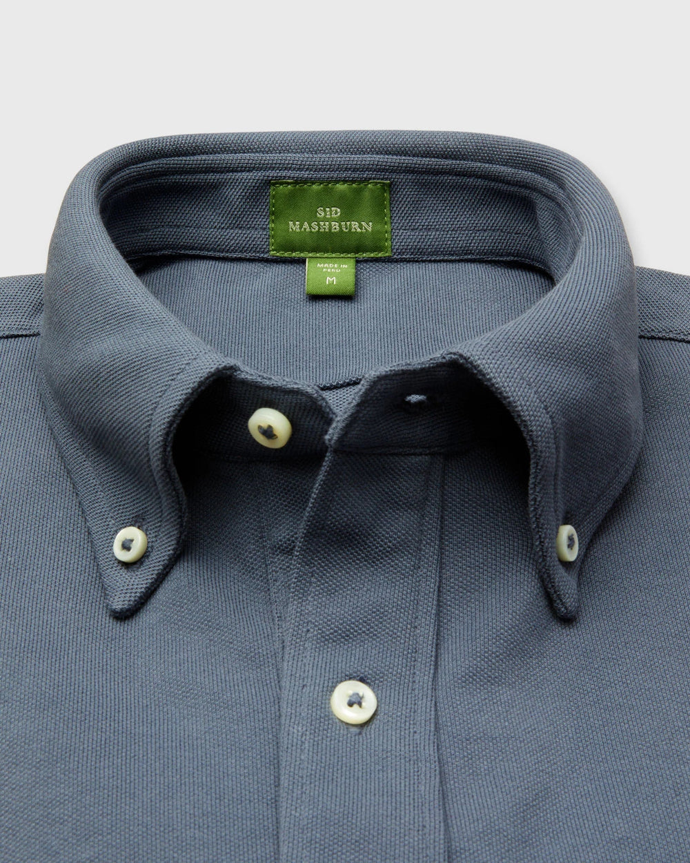 Sid Mashburn Knit Button-Down Popover Shirt Steel Blue Pima Pique S75686