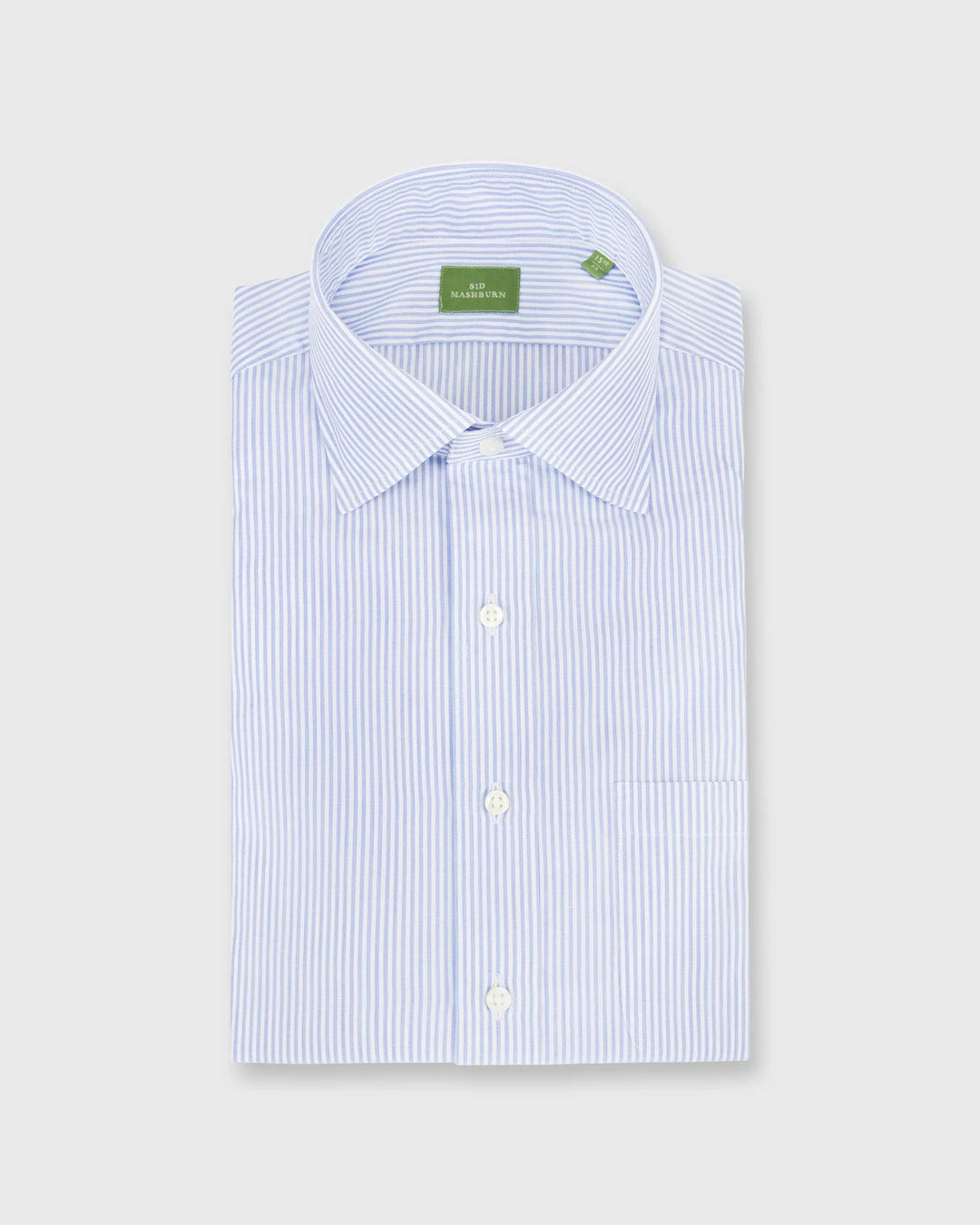 Sid Mashburn Spread Collar Dress Shirt Blue Stripe End-On-End S7618