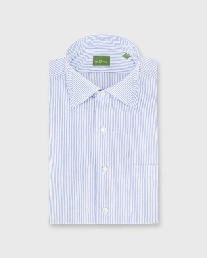 Sid Mashburn Spread Collar Dress Shirt Blue Stripe End-On-End S7618