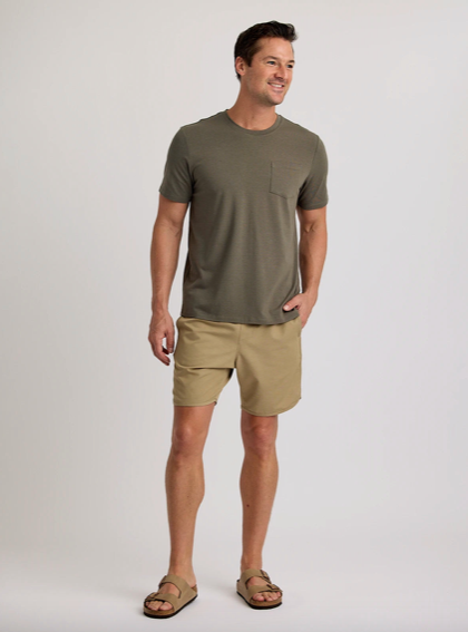 Free Fly Men's Bamboo Current Pocket Tee Fatigue MBCPT