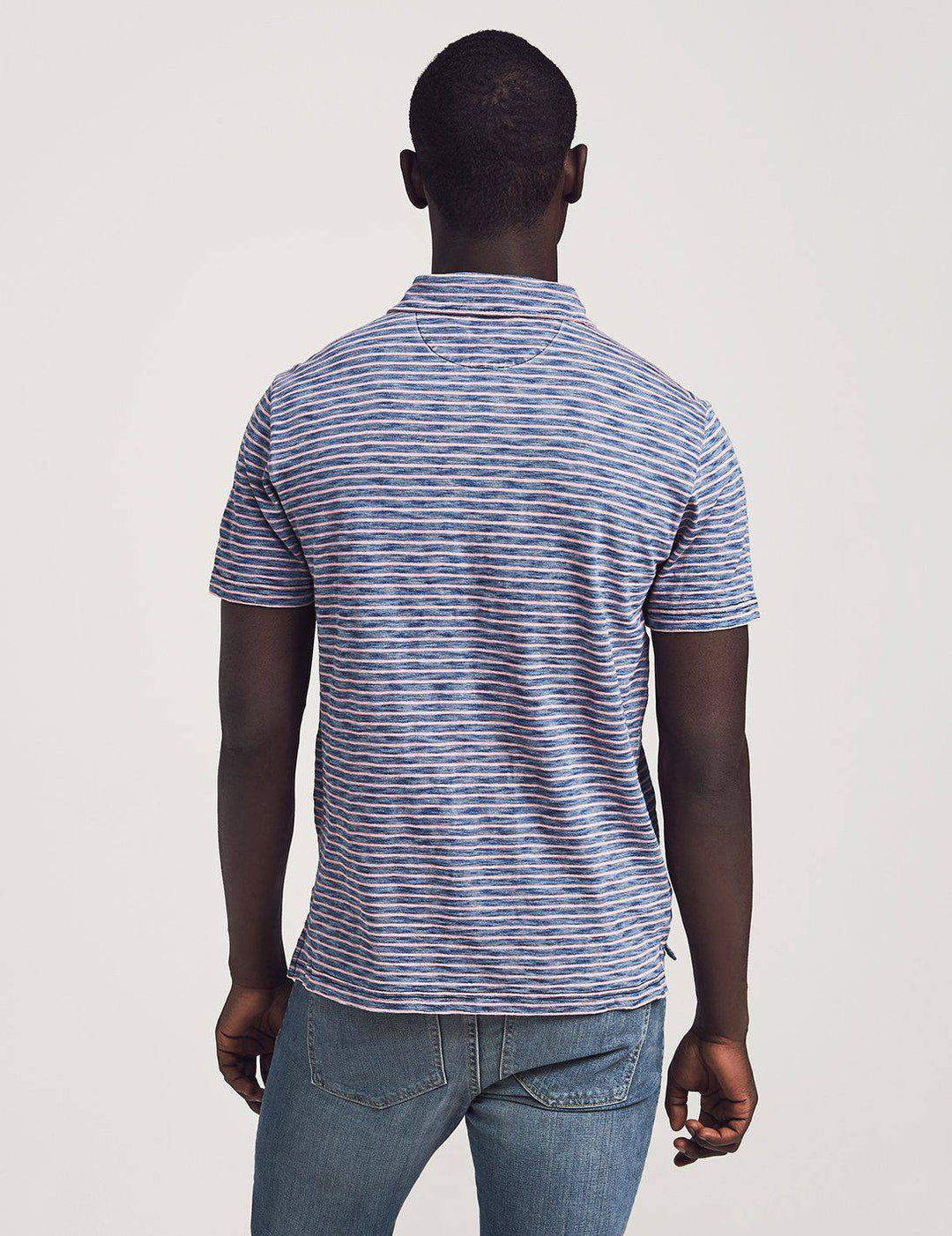 Faherty Short-Sleeve Baypoint Stripe Indigo Polo