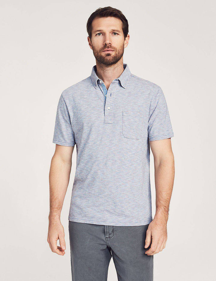 Faherty Short-Sleeve Red Sun Indigo Polo