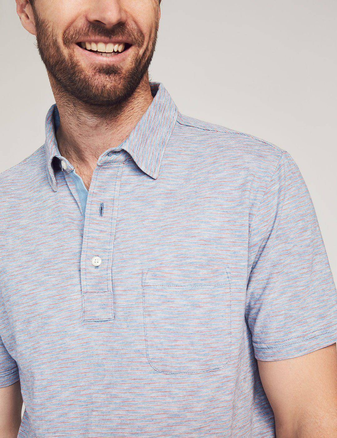 Faherty Short-Sleeve Red Sun Indigo Polo