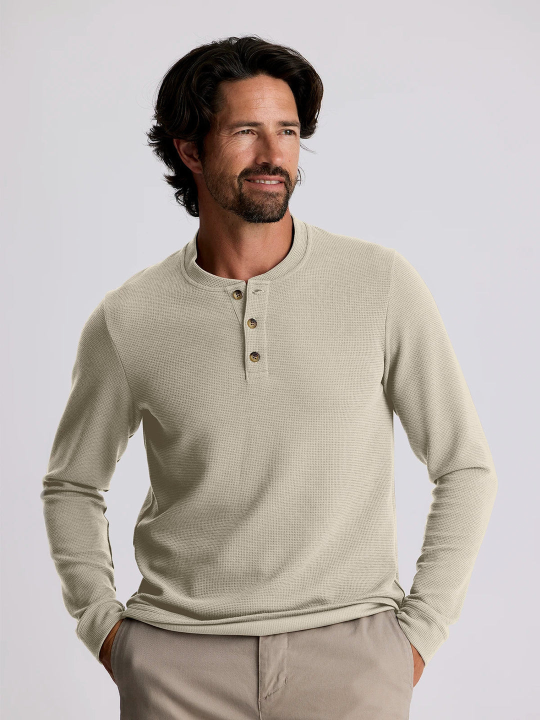 Free Fly Waffle Long Sleeve Henley Sandstone MWLSH