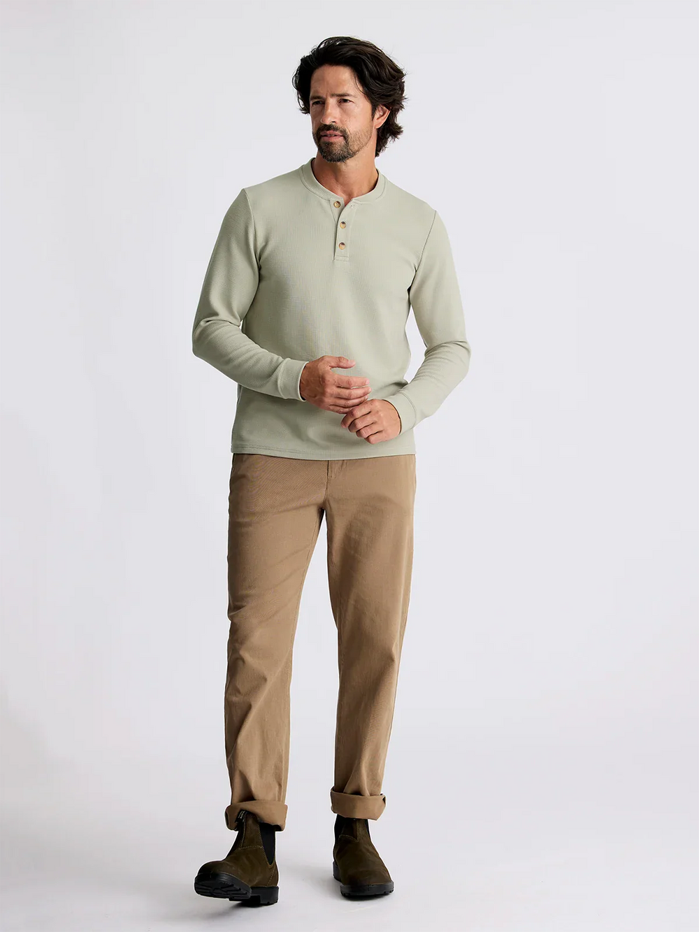 Free Fly Waffle Long Sleeve Henley Sandstone MWLSH