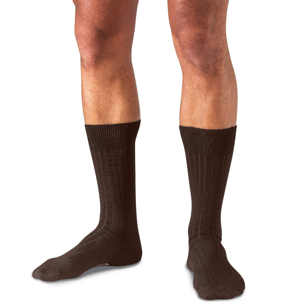 Boardroom Socks Merino Wool Mid Calf Dress Socks Brown 1504