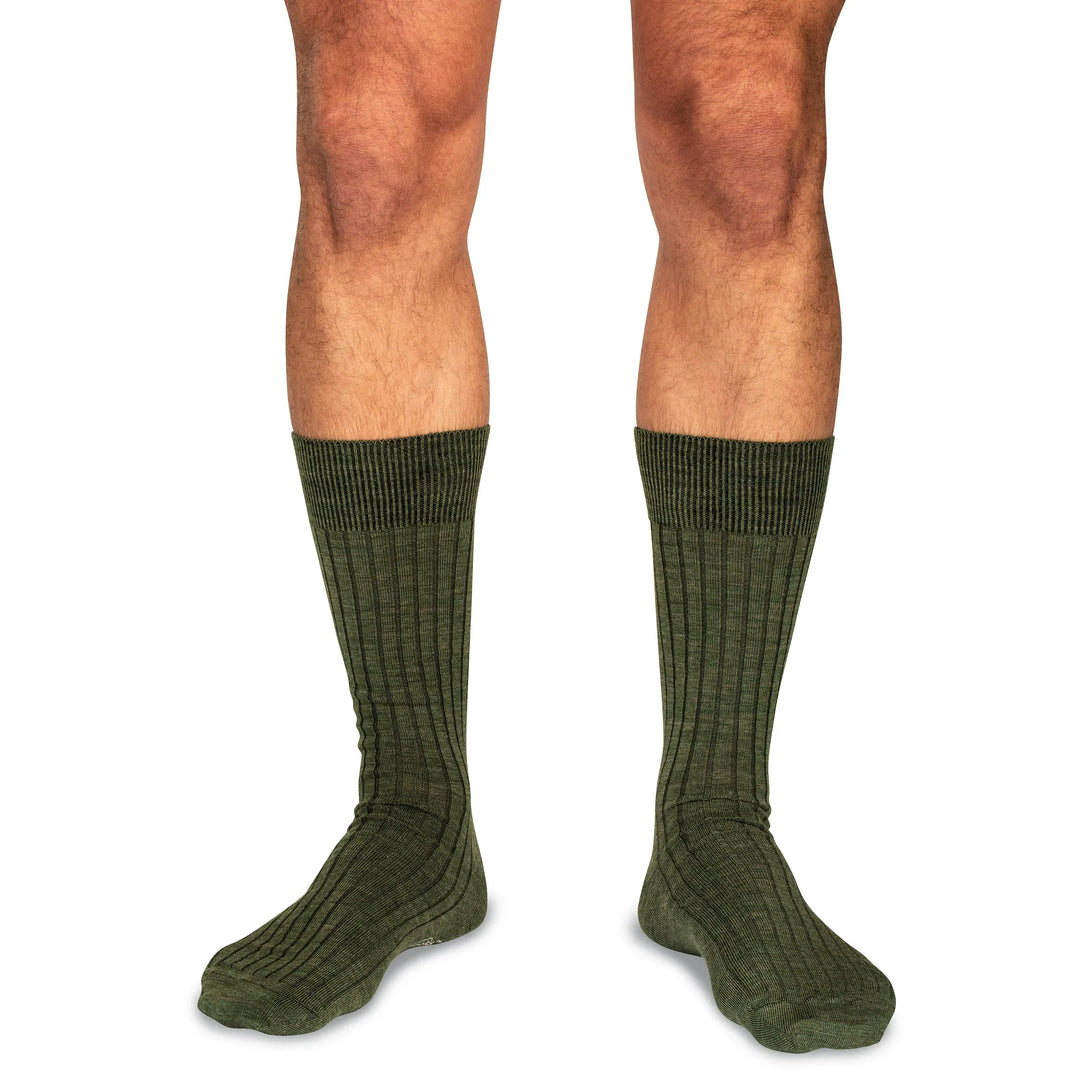 Boardroom Socks Merino Wool Mid-Calf Dress Socks Olive 1508