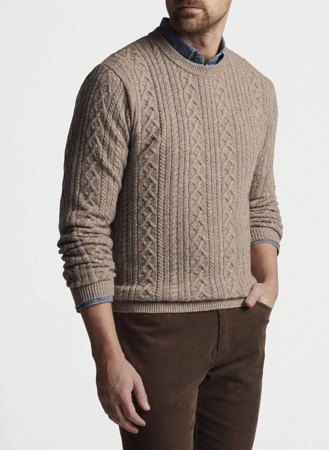 Peter Millar Ridge Cable Crewneck Sweater