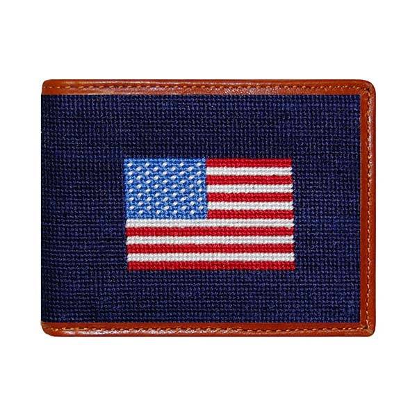 Smathers & Branson American Flag Needlepoint Bifold Wallet