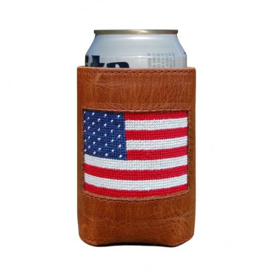 Smathers & Branson American Flag Needlepoint Can Cooler