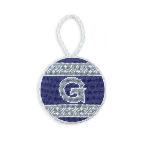 Smathers & Branson Georgetown Fairisle Needlepoint Ornament (Classic Navy)