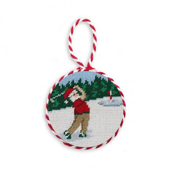 Smathers & Branson Golfing Santa Needlepoint Ornament