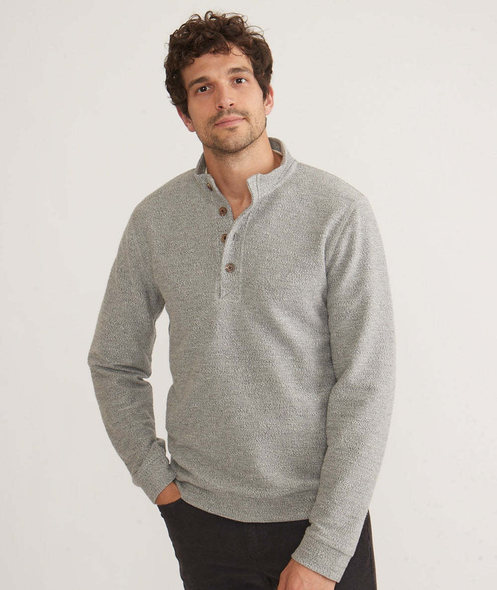 Marine Layer Clayton Textured Pullover Grey Texture MLCTP